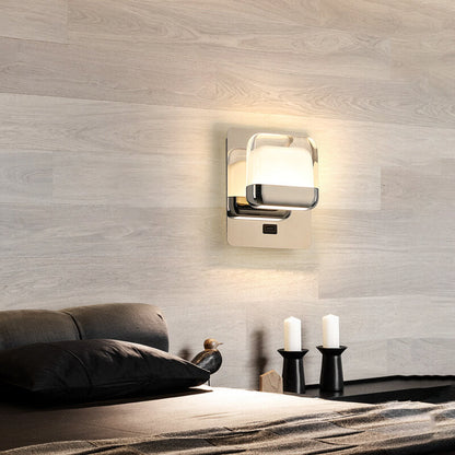 مصباح حائط LED مربع الشكل مصنوع من الأكريليك بتصميم عصري وبسيط من الفولاذ المقاوم للصدأ 