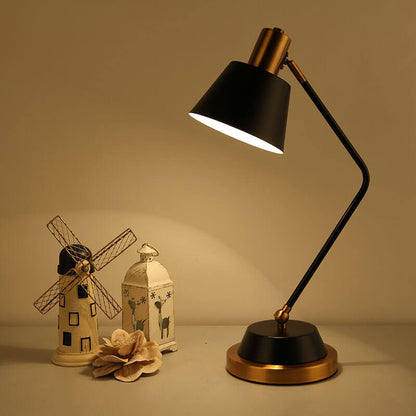 Nordic Simple Cone Shade Bend Arm 1-Light Table Lamp