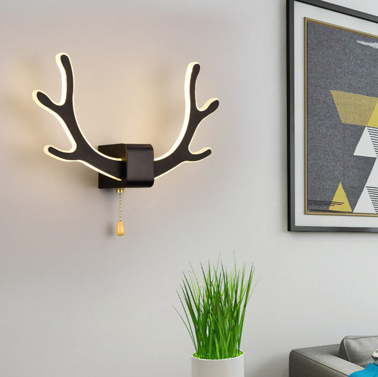 Contemporary Creative Antler Iron Acrylic LED Wall Sconce Lamp For Bedroom