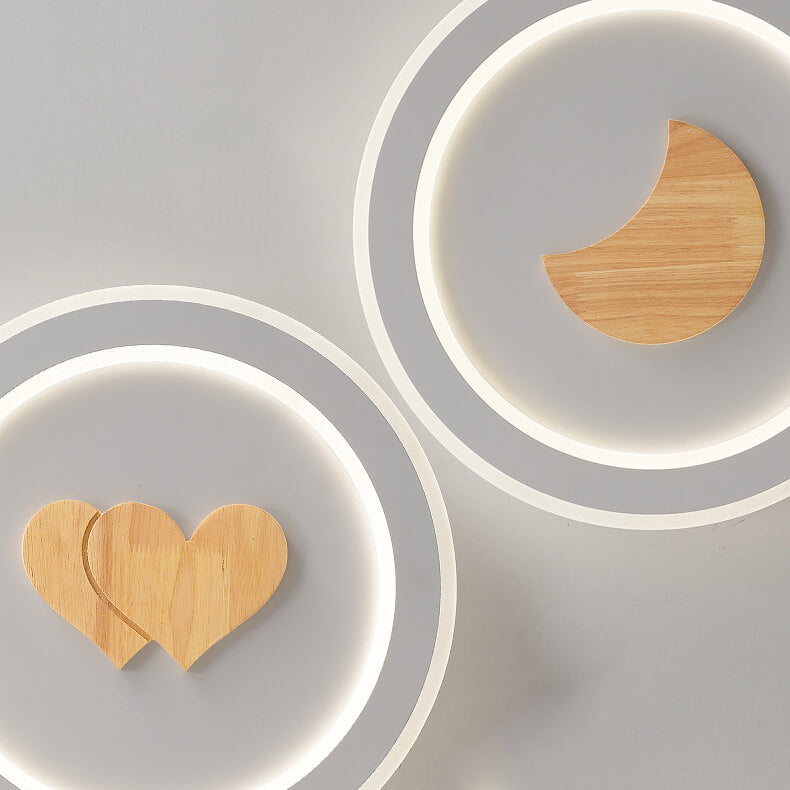 Modern Simple Solid Wood Pattern LED Flush Mount Light