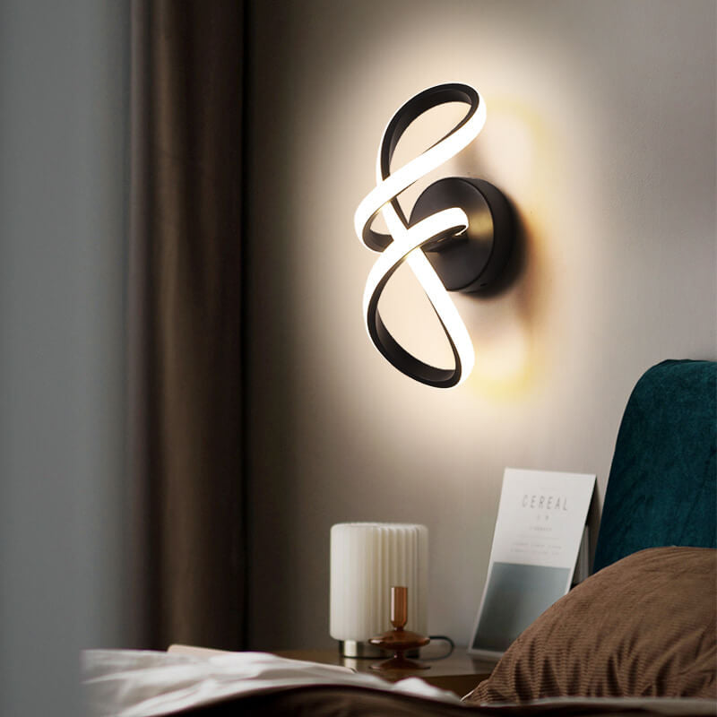 مصباح حائط LED من الألومنيوم بتصميم خط ملتوي بسيط على الطراز الاسكندنافي 