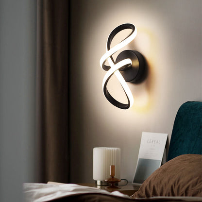 مصباح حائط LED من الألومنيوم بتصميم خط ملتوي بسيط على الطراز الاسكندنافي 