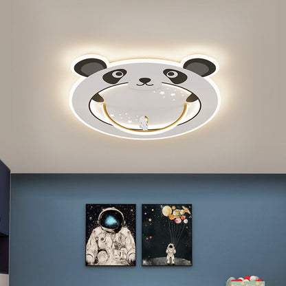 Modern Art Deco Kids Aluminum Acrylic Penguin Panda Lion Sheep Round LED Flush Mount Ceiling Light For Bedroom