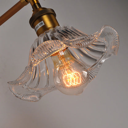 Contemporary Retro Iron Glass Flower 1-Light Wall Sconce Lamp For Bedside