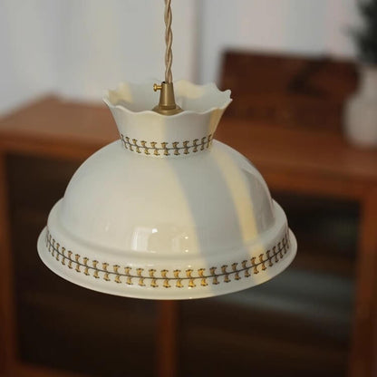 Modern Simplicity Ceramic Bowl Shape 1-Light Pendant Light For Living Room