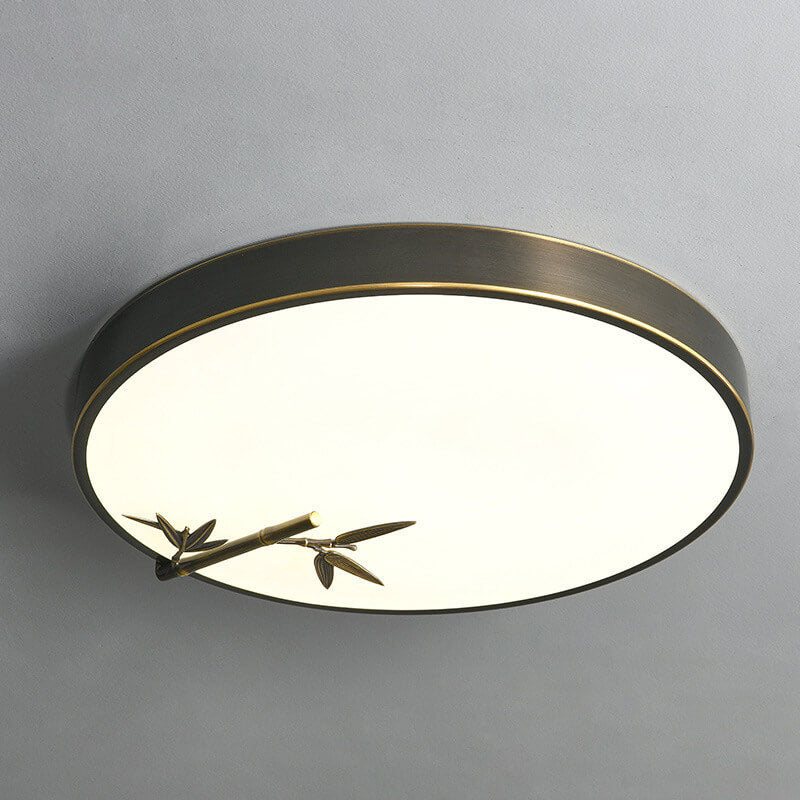 Modern Round Bamboo Pattern LED Flush Mount Ceiling Light