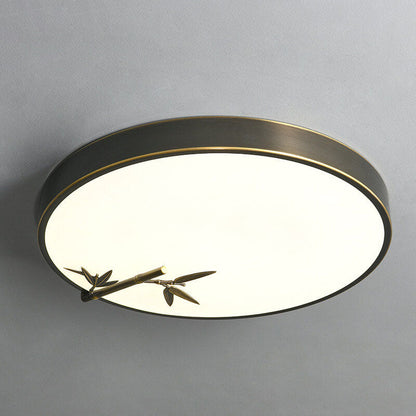 Modern Round Bamboo Pattern LED Flush Mount Ceiling Light