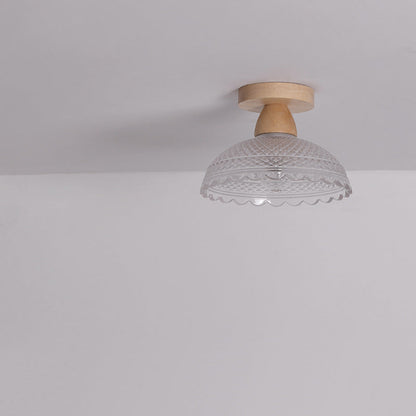 Japanese Minimalist Log Glass 1-Light Semi-Flush Mount Light