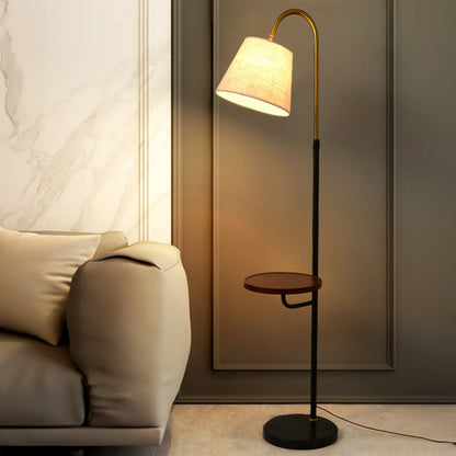 Nordic Light Luxury Pleated Fabric Marble 1-Light Standing Floor Lamp