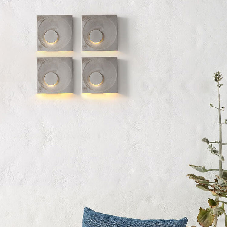 Contemporary Scandinavian Cement Square 1-Light Wall Sconce Lamp For Bedroom