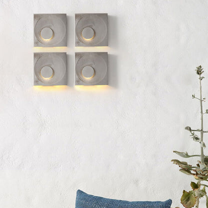 Contemporary Scandinavian Cement Square 1-Light Wall Sconce Lamp For Bedroom