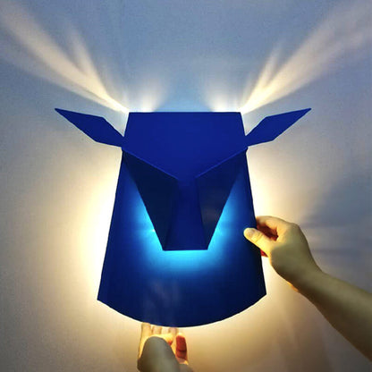 Contemporary Creative Iron Bull Head Shape LED Wall Sconce Lamp For Bedroom