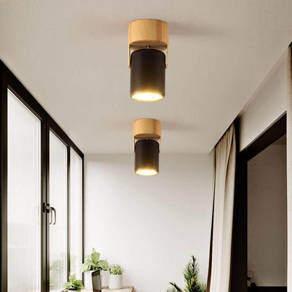 Minimalist Wooden Long Spotlight Track Light 1/3 Light LED Flush Mount Ceiling Light