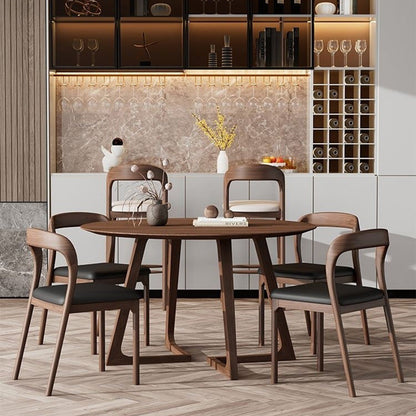 Modern Minimalist Square PU Wood Bar Stool Backrest Footrest For Dining Room