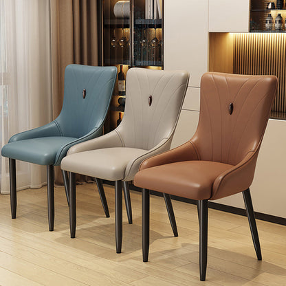 Contemporary Scandinavian PU Leather Carbon Steel Sponge Latex Square Dining Chair Backrest For Dining Room