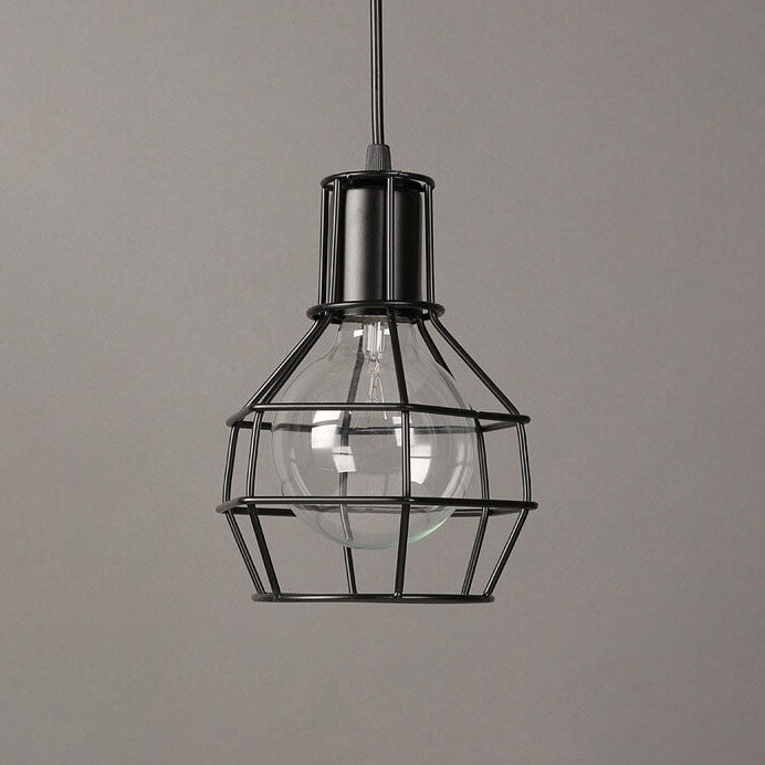 Industrial Creative Iron Round Cage 1-Light Pendant Light