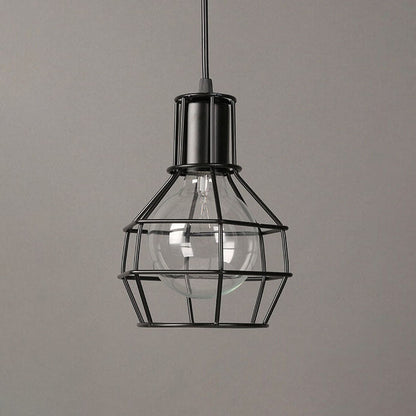 Industrial Creative Iron Round Cage 1-Light Pendant Light