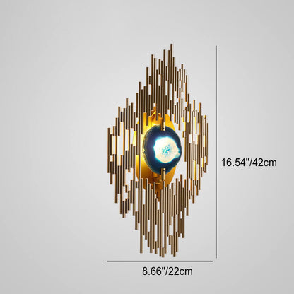 Nordic Light Luxury Metal Tube Blue Agate Slice 1-Light Wall Sconce Lamp