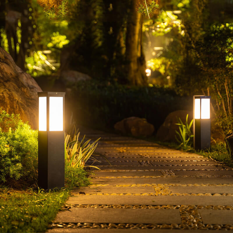 Modern Solar Lawn Square Column Outdoor Waterproof Path Lamp