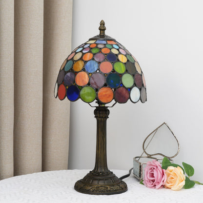 Traditional Tiffany Resin Glass Dome Round 1-Light Table Lamp For Bedside