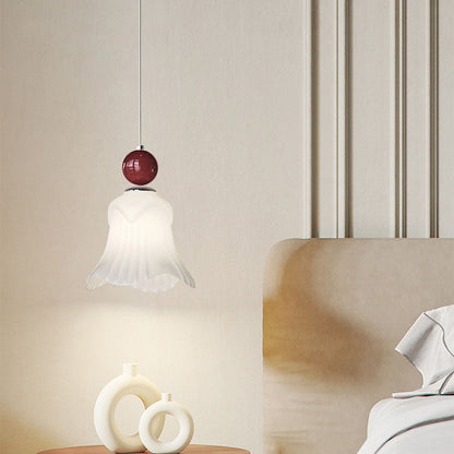 Modern Simplicity Iron Glass Long Line Flower Ball 1-Light Pendant Light For Bedroom
