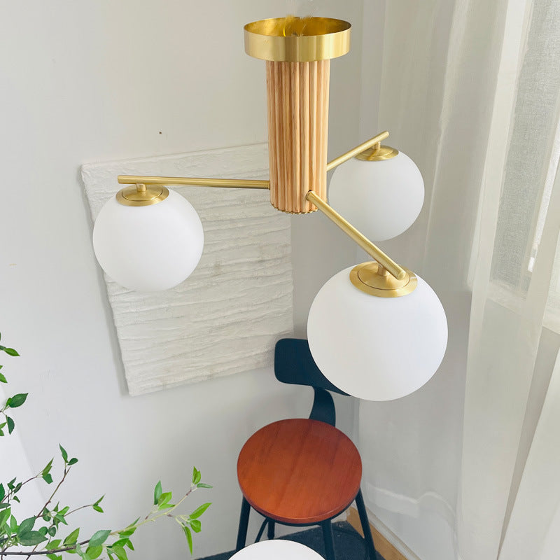 Modern Creative Minimalist Copper Glass Sphere 3/5-Light Semi-Flush Mount Ceiling Light