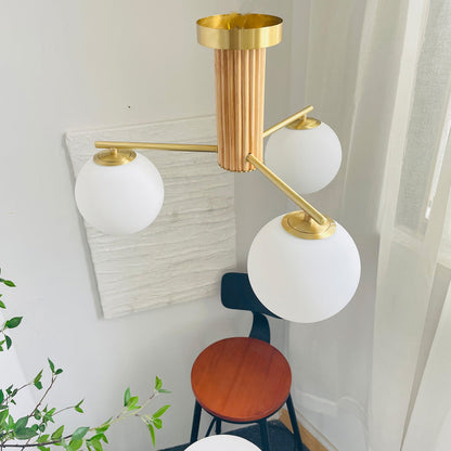 Modern Creative Minimalist Copper Glass Sphere 3/5-Light Semi-Flush Mount Ceiling Light
