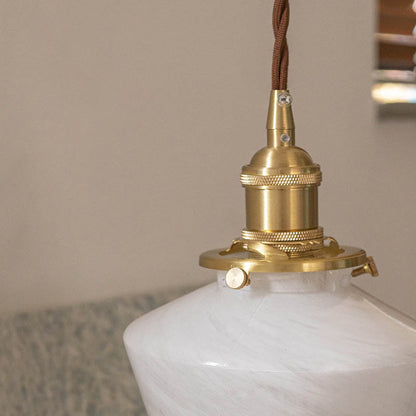 Modern Eclectic Imitation Marble Cone Shade Brass 1-Light Pendant Light for Living Room