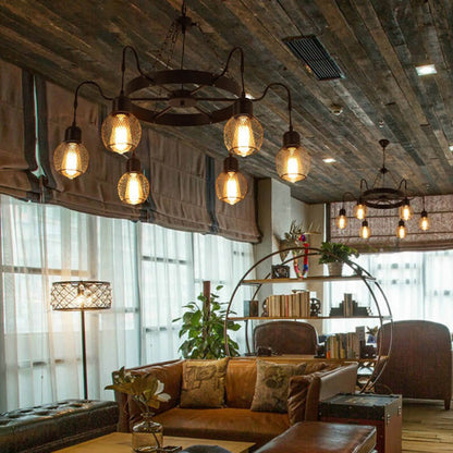 Traditional Colonial Round Mesh Iron 6/8/12 Light Chandelier For Living Room