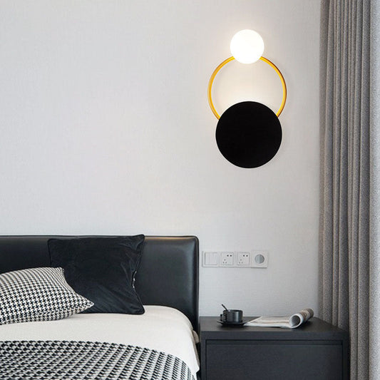 مصباح حائط LED دائري فاخر من Nordic Light مصنوع من الحديد والزجاج 