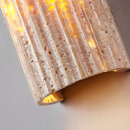 Japanese Wabi-sabi Yellow Travertine Half-Cylinder LED Wall Sconce Lamp