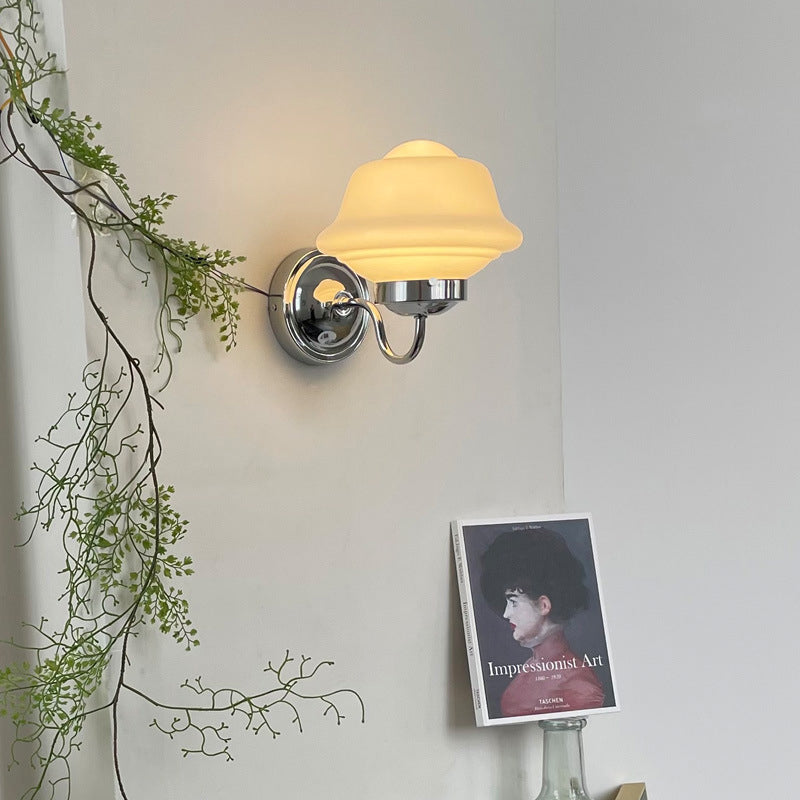 Contemporary Retro Round Clouds Iron Glass 1-Light Wall Sconce Lamp For Bedroom