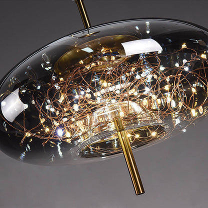 Contemporary Scandinavian Cylinder Oval Glass 1-Light Pendant Light For Bedroom