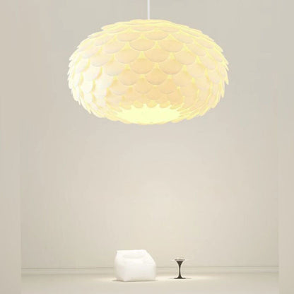 Modern Minimalist Cream Pine Cone Round Dome 1-Light Pendant Light