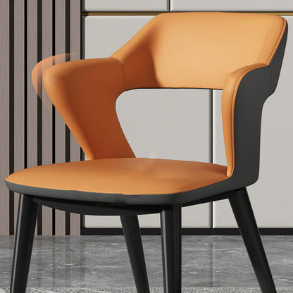 Contemporary Scandinavian Nappa leather Fabric Carbon Steel Sponge Square Wing Dining Chair Backrest Armrest For Dining Room