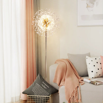 Modern Creative Dandelion Shade Crystal  Aluminum  Marble Base 8/9-Light Standing Floor Lamp