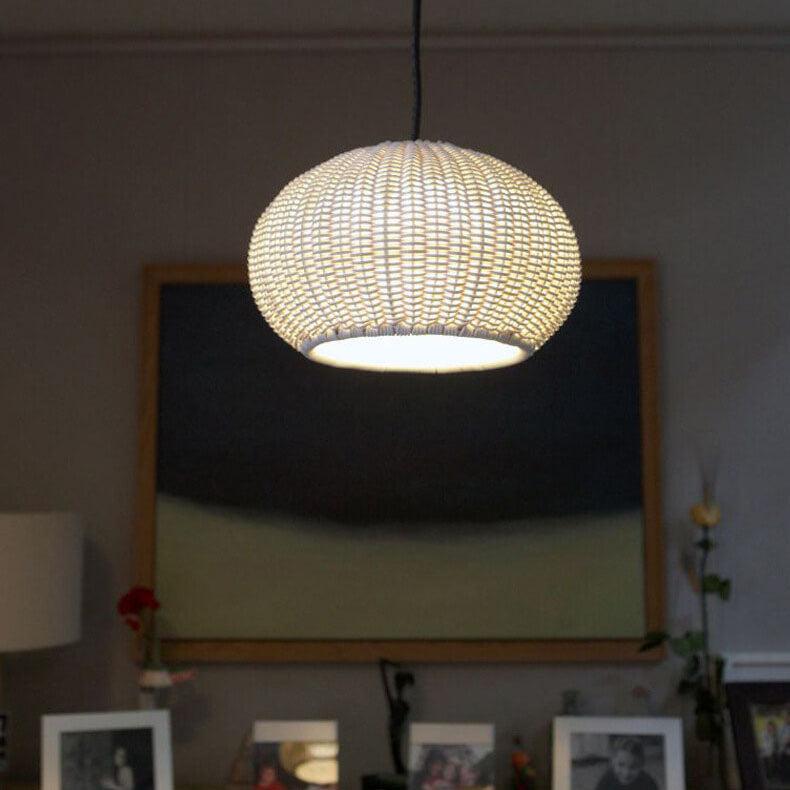 Japanese Minimalist Rattan 1-Light Pendant Light