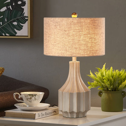 European Minimalist Solid Color Resin Fabric 1-Light Table Lamp