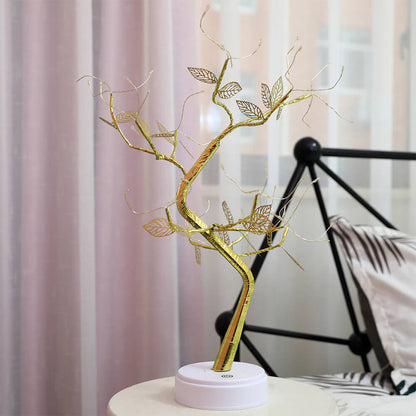 Simulation Gold Leaf Tree LED Tree Decoration Table Lamp