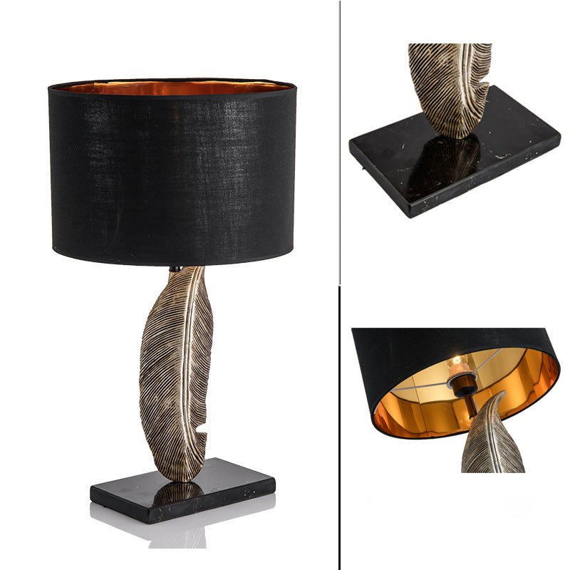 Modern Art Deco Leaf Resin Fabric Iron 1-Light Table Lamp For Living Room