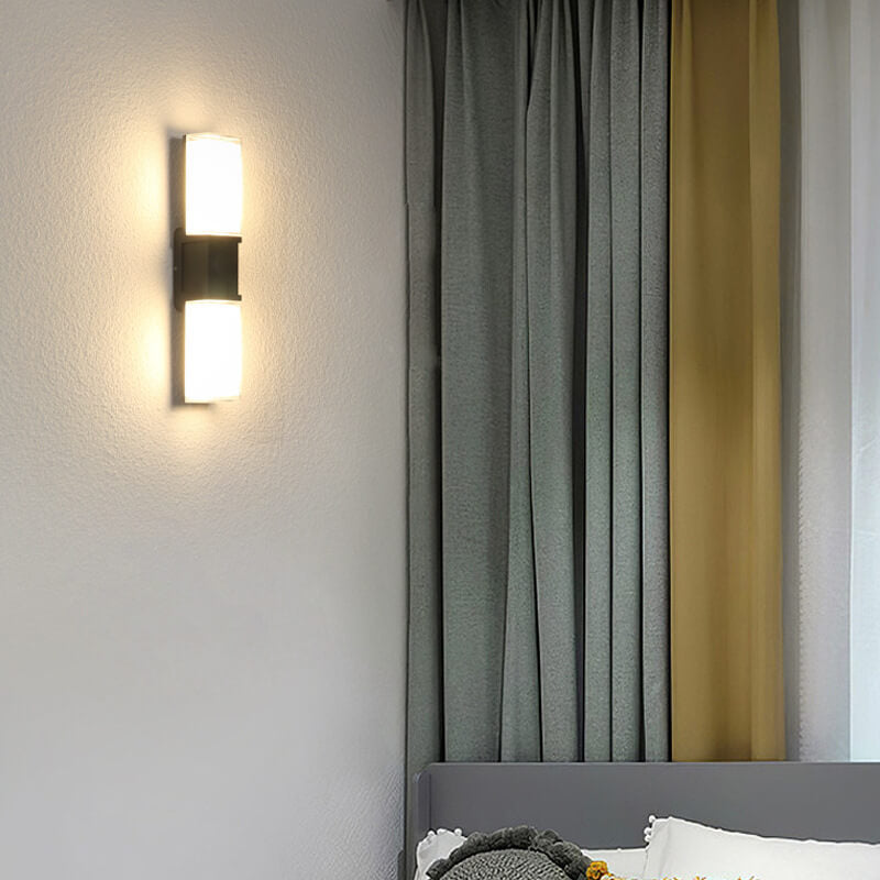 مصباح حائط LED خارجي مقاوم للماء بتصميم مستطيل بسيط وحديث مصنوع من الألومنيوم 