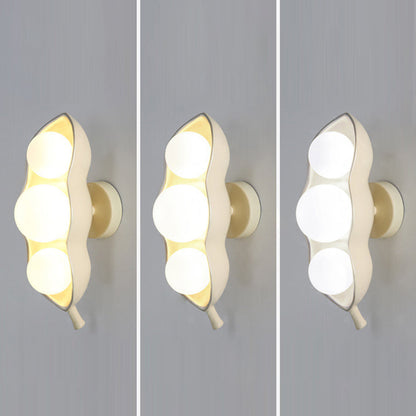 Contemporary Creative Resin Glass Pea Pod Design 3-Light Wall Sconce Lamp For Bedroom