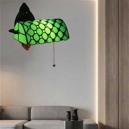 Tiffany Lucite Beads Stained Glass 1-Light Wall Sconce Lamp