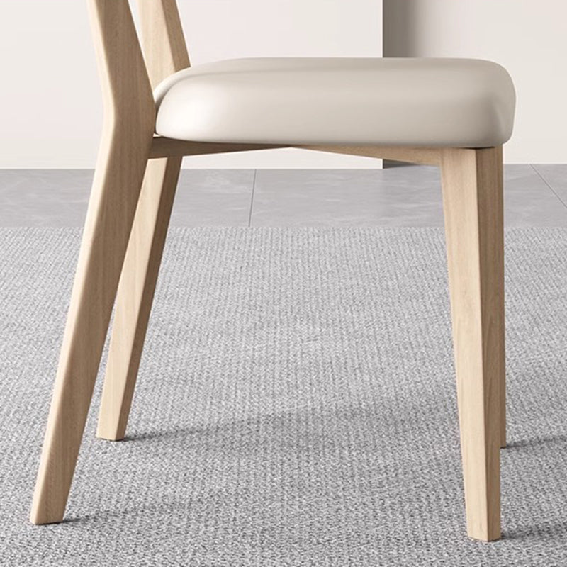Contemporary Nordic Square PU Leather Solid Wood Frame Dining Chair Backrest For Dining Room