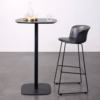 Contemporary Retro Square Saddle Leather Stainless Steel Bar Stool Backrest Footrest For Dining Room