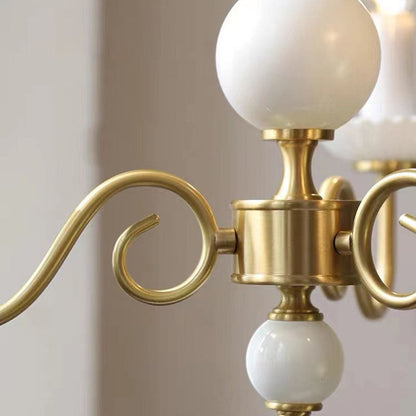 European Light Luxury 3/5-Light All Brass Glass Chandelier
