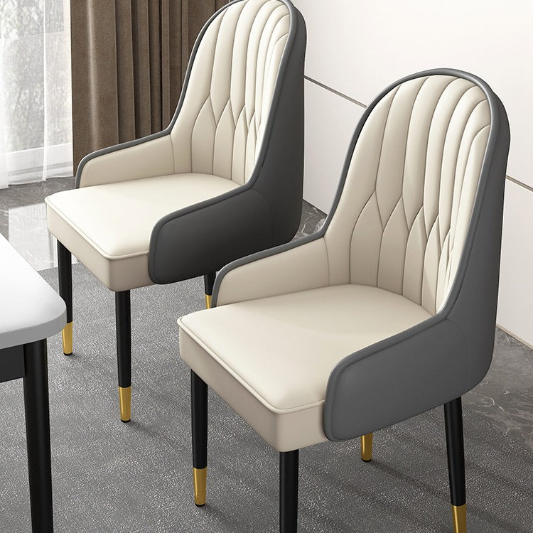 Modern Simplicity Leather Sponge Carbon Steel Metal Square Dining Chair Backrest Armrest For Dining Room