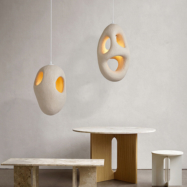 Japanese Wabi-sabi Resin Geometric Circle 1-Light Pendant Light