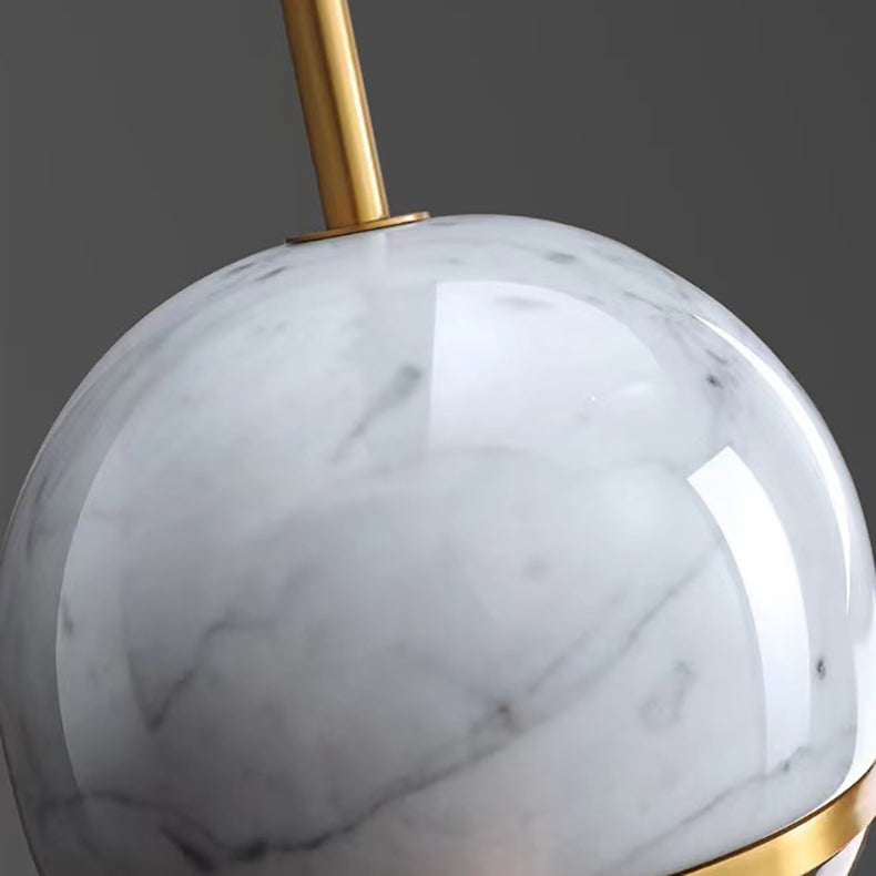 Contemporary Scandinavian Patterned Spherical Copper Marble Glass 1-Light Pendant Light For Bedroom