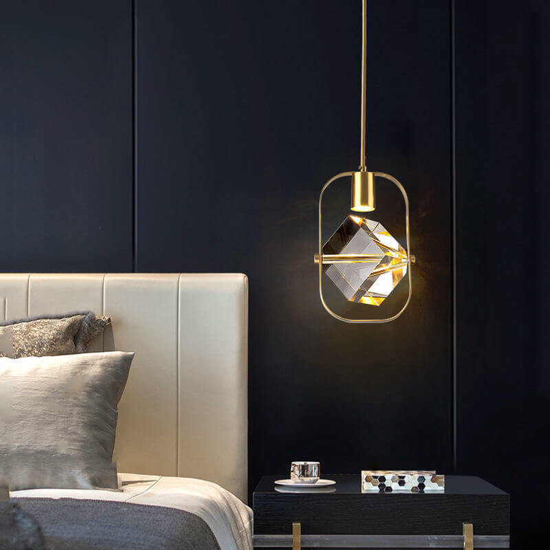Modern Simplicity Crystal Square 1-Light Pendant Light For Bedroom